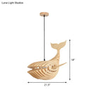 Modern beige wooden whale kids pendant light bedroom hanging lamp