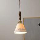 Modern bell ceramic led pendant light bedroom deer embossed decor