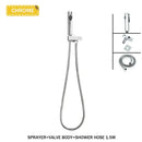 Modern bidet faucet set with coiled hose for bathroom