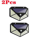 Modern black 100 led solar wall lights garden motion sensor security