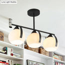 DecorBites™ Contemporary 3-Head Black Ceiling Light Fixture with White Glass Globes - Ideal for Kitchen Islands
