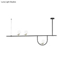 DecorBites™ Minimal Metal Island Pendant Light with Opal Glass Shade (Black, 3 Heads)