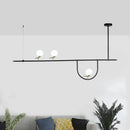 DecorBites™ Minimal Metal Island Pendant Light with Opal Glass Shade (Black, 3 Heads)