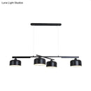 Modern black 4 light metallic hanging drum shade dining room pendant