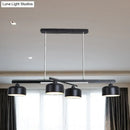Modern black 4 light metallic hanging drum shade dining room pendant