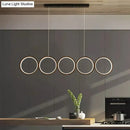 Modern black 5 ring led pendant light dining room hanging island