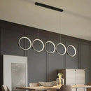Modern black 5 ring led pendant light dining room hanging island