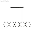 Modern black 5 ring led pendant light dining room hanging island