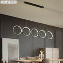 Modern black 5 ring led pendant light dining room hanging island