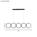 Modern black 5 ring led pendant light dining room hanging island