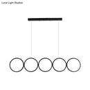 Modern black 5 ring led pendant light dining room hanging island