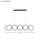 Modern black 5 ring led pendant light dining room hanging island