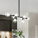 DecorBites™ Contemporary Black Kitchen Island Lamp: Sleek 8-Head Hanging Light Kit with Clear Glass Shade