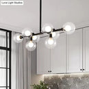 DecorBites™ Contemporary Black Kitchen Island Lamp: Sleek 8-Head Hanging Light Kit with Clear Glass Shade