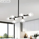 DecorBites™ Contemporary Black Kitchen Island Lamp: Sleek 8-Head Hanging Light Kit with Clear Glass Shade