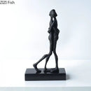 Modern black abstract lovers sculpture desk ornament bedroom decor