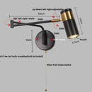Modern black acrylic iron led wall lamp bedroom adjustable reading light