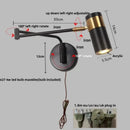Modern black acrylic iron led wall lamp bedroom adjustable reading light