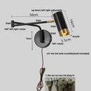 Modern black acrylic iron led wall lamp bedroom adjustable reading light