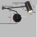 Modern black acrylic iron led wall lamp bedroom adjustable reading light