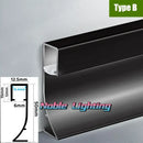 Modern black aluminium led profile recessed skirting living room