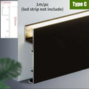 Modern black aluminium led profile recessed skirting living room