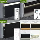 Modern black aluminium led profile recessed skirting living room