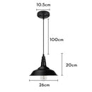 Modern black aluminium pendant light for dining room decor