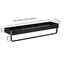Modern black aluminum bathroom shower shelf with hooks and towel bar