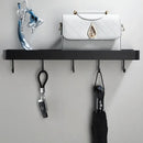 Modern black aluminum bathroom shower shelf with hooks and towel bar