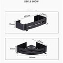 Modern black aluminum corner shelf 3 tier bathroom storage with hooks