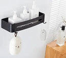 Modern black aluminum corner shelf 3 tier bathroom storage with hooks