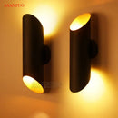 Modern black aluminum tube wall lamp bedroom dual led sconce