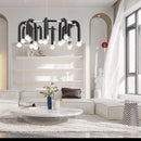 Modern black and brass aluminum tube dimmable chandelier dining room