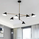 Modern black and brass cone pendant light for dining room