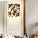 Modern black and brass crystal wall mount light bedroom sconce