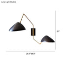 DecorBites™ Swing Arm Black Wall Sconce: Metal Duckbill Reading Wall Light with 2-Bulb Design