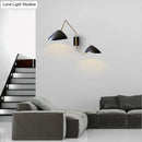 DecorBites™ Swing Arm Black Wall Sconce: Metal Duckbill Reading Wall Light with 2-Bulb Design
