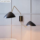 DecorBites™ Swing Arm Black Wall Sconce: Metal Duckbill Reading Wall Light with 2-Bulb Design