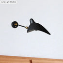Modern black and brass duckbill wall lamp – living room metallic shade