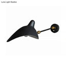 Modern black and brass duckbill wall lamp – living room metallic shade
