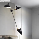 Modern black and brass duckbill wall lamp – living room metallic shade