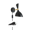 Modern black and brass industrial wall lamps for living room