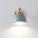 Modern black and brass metal wall light bedroom sconce with wood top