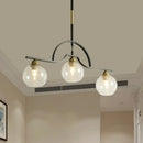 DecorBites™ Modern Island Light Fixture - Black Finish Pendant Lamp with Cream/Clear Glass Shades
