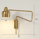 Modern black and brass retractable arm reading lamp bedroom light
