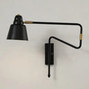 Modern black and brass retractable arm reading lamp bedroom light