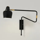Modern black and brass retractable arm reading lamp bedroom light