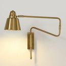 Modern black and brass retractable arm reading lamp bedroom light