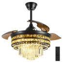 Modern black and bronze crystal fandelier ceiling fan for living room